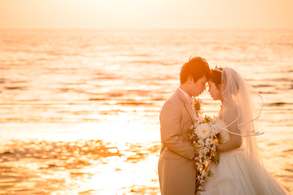 前撮り写真｜大牟田市三池海水浴場の夕日